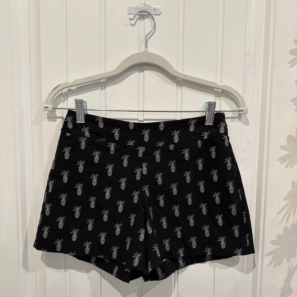 Margaret M Slimming Shorts - Black with Pineapple Print (Size Small)
